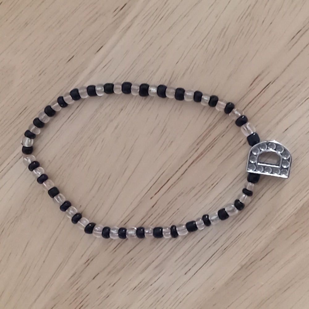 New D Initial silver monogram logo bracelet black and silver hand crafted
